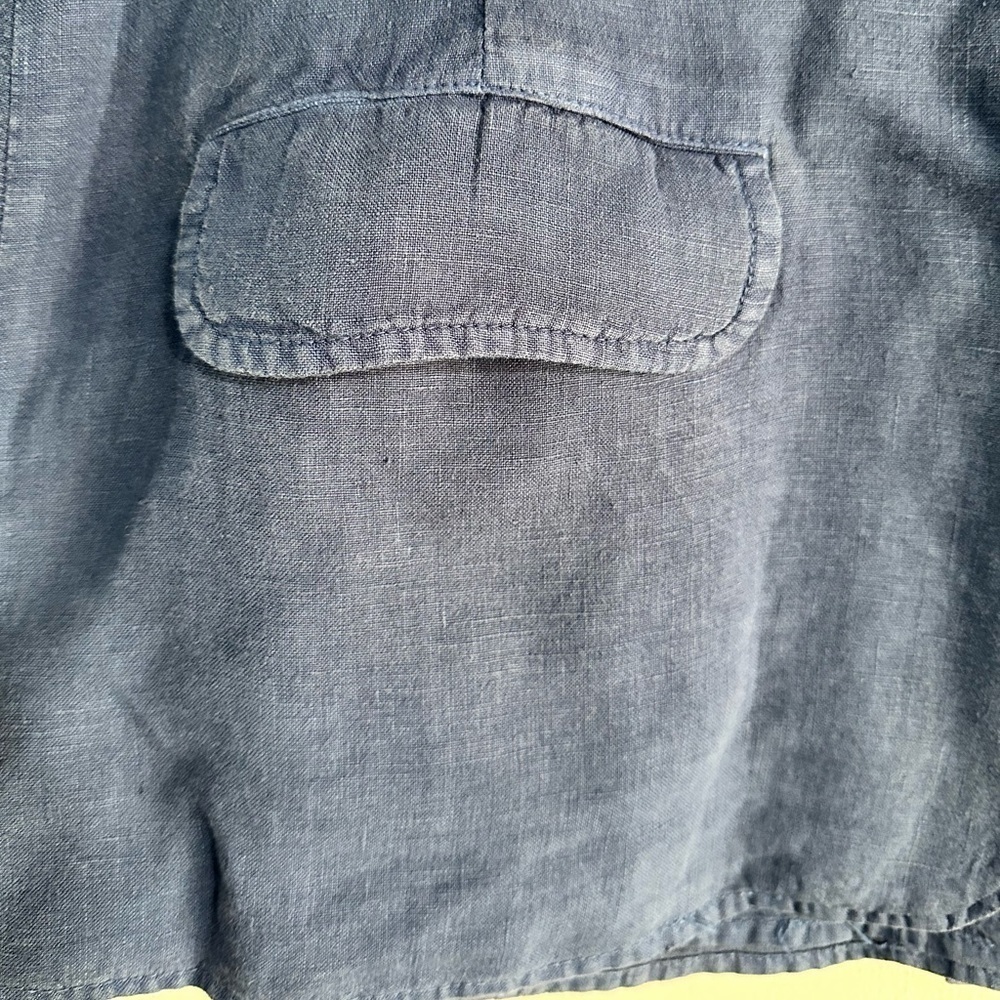 Bella Dahl Navy Linen Blazer Small One Button Closure - Picture 3 of 7